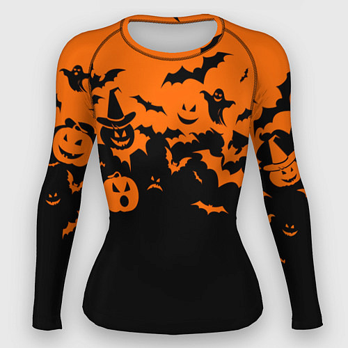 Женский рашгард Хэллоуин тыквы и призраки / 3D-принт – фото 1