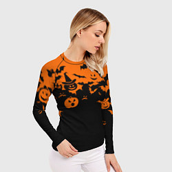 Рашгард женский Хэллоуин тыквы и призраки, цвет: 3D-принт — фото 2