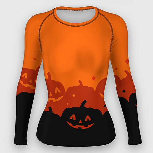 Женский рашгард Хэллоуин счастливые тыквы / 3D-принт – фото 1