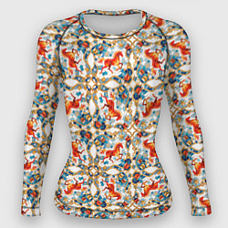 Женский рашгард Орнамент с лошадью - символом Нового 2026 года