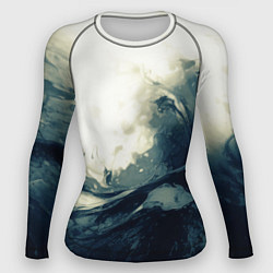 Рашгард женский Чёрно-синие абстрактные краски, цвет: 3D-принт