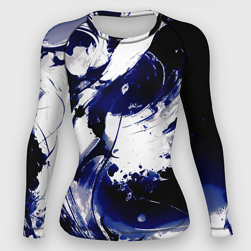 Женский рашгард Чёрно-фиолетовый абстракция волна / 3D-принт – фото 1