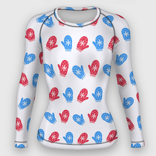Женский рашгард Голубые и красные варежки / 3D-принт – фото 1