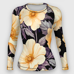 Рашгард женский Крупные жёлтые цветы, цвет: 3D-принт