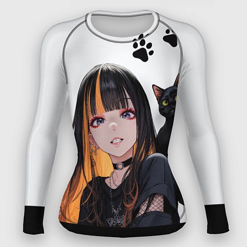 Женский рашгард Девушка и кот / 3D-принт – фото 1