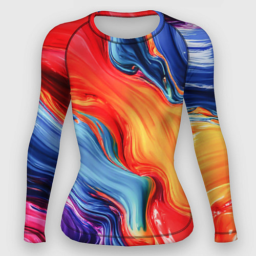 Женский рашгард Красно-синие масляные краски смешение абстракция / 3D-принт – фото 1