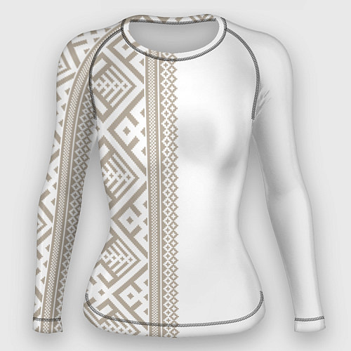 Женский рашгард Узоры славянские в бежевом цвете / 3D-принт – фото 1