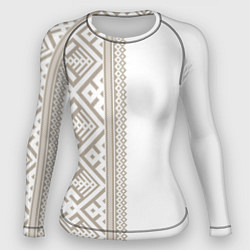 Рашгард женский Узоры славянские в бежевом цвете, цвет: 3D-принт