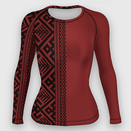 Женский рашгард Узоры славянские в красном цвете / 3D-принт – фото 1