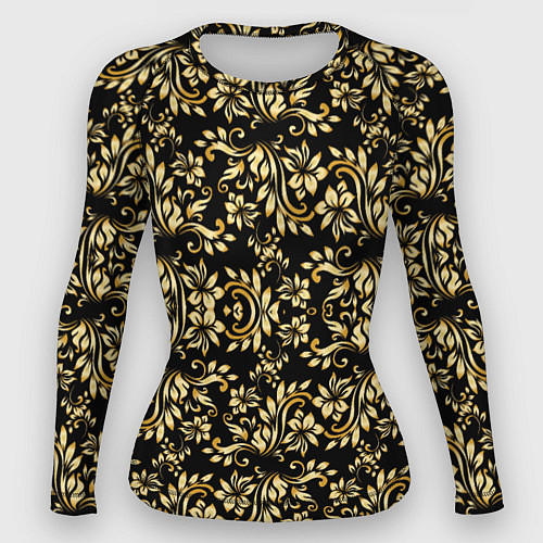 Женский рашгард Народная русская роспись - позолота паттерн / 3D-принт – фото 1