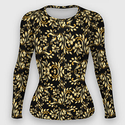 Рашгард женский Народная русская роспись - позолота паттерн, цвет: 3D-принт