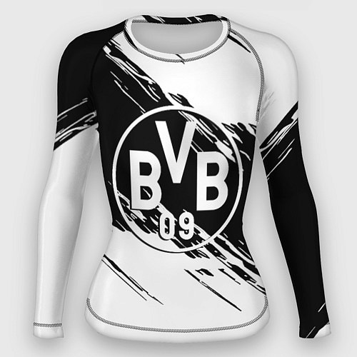 Женский рашгард Borussia черно белые полосы / 3D-принт – фото 1