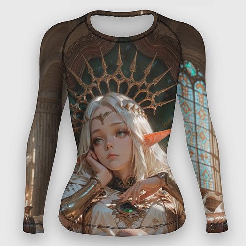 Женский рашгард Беловолосая королева эльфов на троне / 3D-принт – фото 1