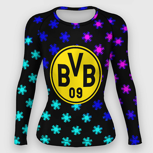 Женский рашгард Borussia неоновые снежинки / 3D-принт – фото 1