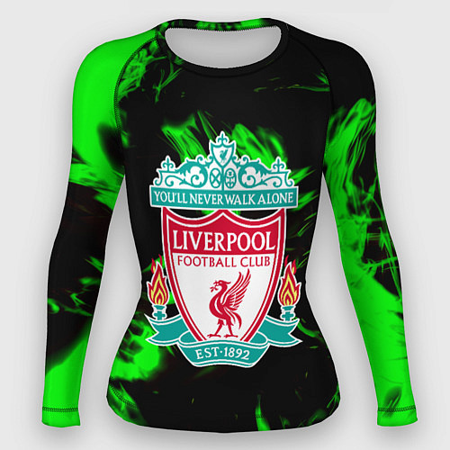 Женский рашгард Liverpool зеленый огонь текстура / 3D-принт – фото 1