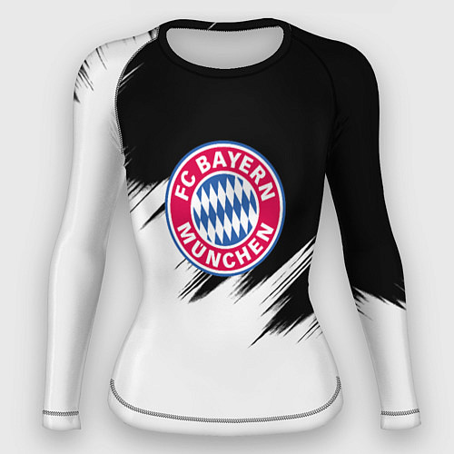 Женский рашгард Бавария Мюнхен черно белые штрихи / 3D-принт – фото 1