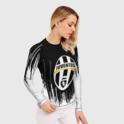 Рашгард женский Ювентус текстура полосы спорт, цвет: 3D-принт — фото 2