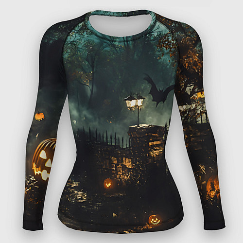 Женский рашгард Ночь тыкв и теней / 3D-принт – фото 1