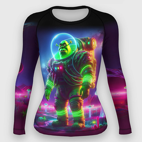 Женский рашгард Космонавт Шрук в неоновом скафандре на загадочной / 3D-принт – фото 1