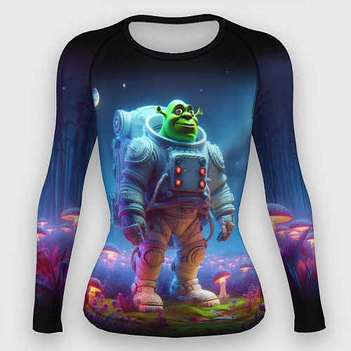 Женский рашгард Шрек бравый космонавт - неоновое свечение / 3D-принт – фото 1