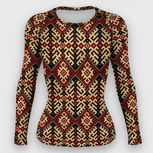 Женский рашгард Славянский вышивной орнамент макошь / 3D-принт – фото 1