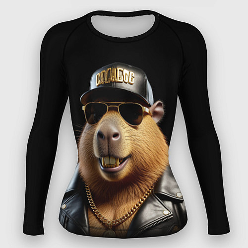 Женский рашгард Капибара в бейсболке / 3D-принт – фото 1