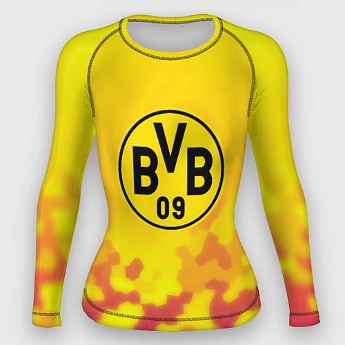 Женский рашгард Borussia камуфляж желтый текстура / 3D-принт – фото 1