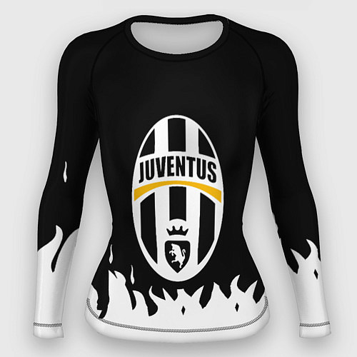 Женский рашгард Ювентус белый огонь текстура / 3D-принт – фото 1