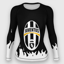 Женский рашгард Ювентус белый огонь текстура