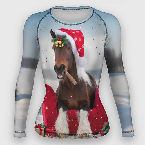 Женский рашгард Новогодний конь / 3D-принт – фото 1