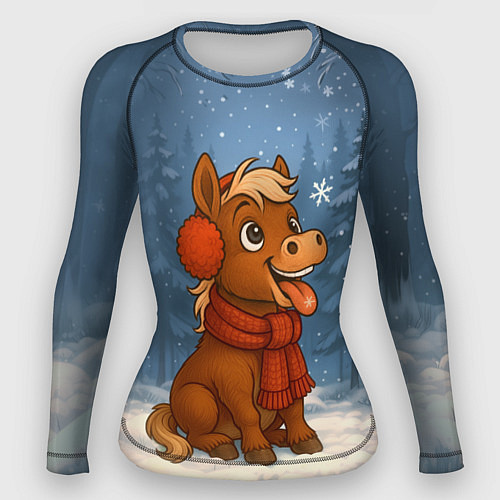 Женский рашгард Лошадка ловит снежинку / 3D-принт – фото 1