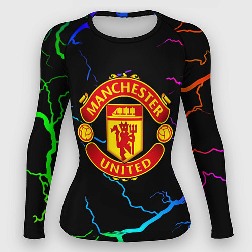 Женский рашгард Манчестер Юнайтед неоновые молнии / 3D-принт – фото 1
