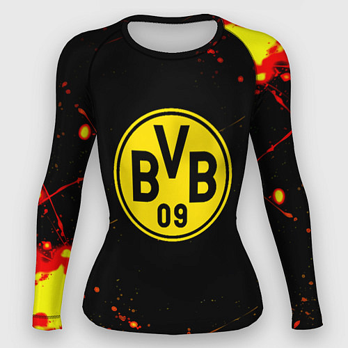 Женский рашгард Боруссиа огненные краски текстура / 3D-принт – фото 1