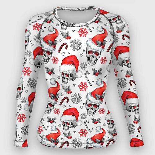 Женский рашгард Новогодние черепа / 3D-принт – фото 1