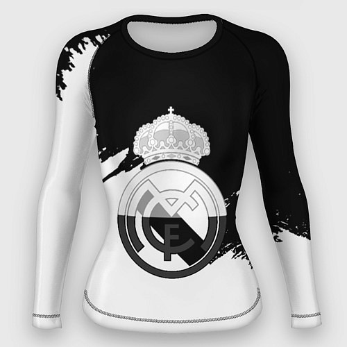 Женский рашгард Реал Мадрид краски белые штрихи / 3D-принт – фото 1