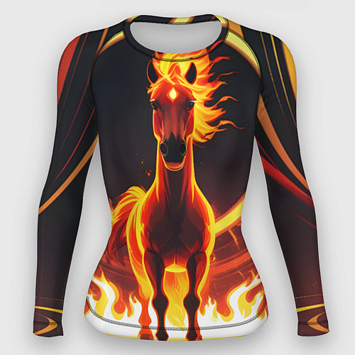 Женский рашгард Огненная лошадь в кольце / 3D-принт – фото 1