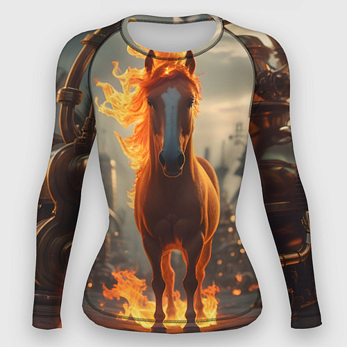 Женский рашгард Огненная лошадь в стиле стимпанк / 3D-принт – фото 1