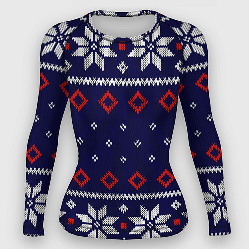 Женский рашгард Вязаный новогодний узор / 3D-принт – фото 1