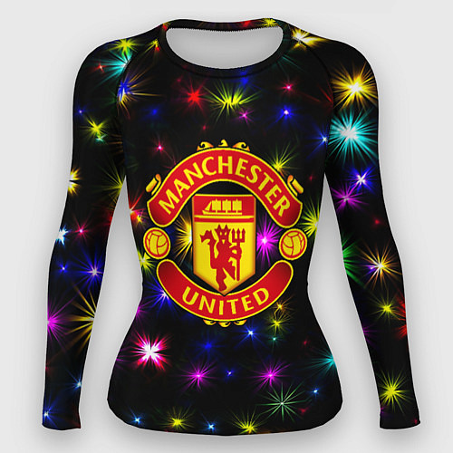 Женский рашгард Манчестер Юнайтед праздничные огни / 3D-принт – фото 1