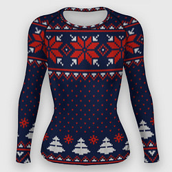 Женский рашгард Новогодний вязаный узор