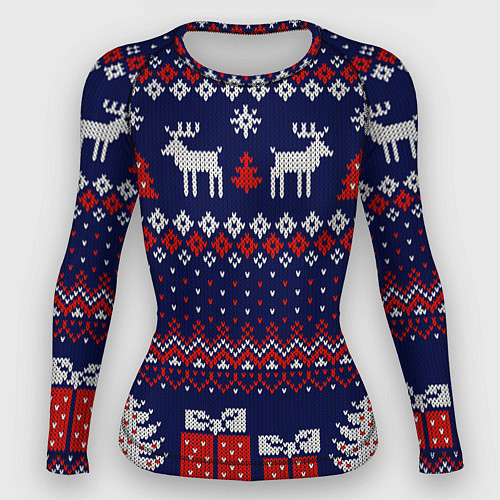 Женский рашгард Новогодний вязаный паттерн / 3D-принт – фото 1