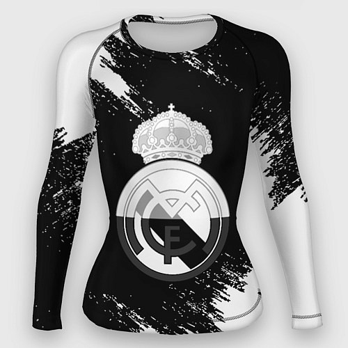 Женский рашгард Реал Мадрид черно белые краски / 3D-принт – фото 1