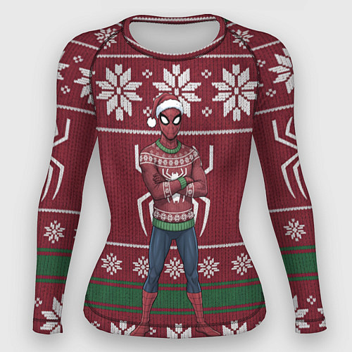 Женский рашгард Человек паук в вязаном свитере - новый год / 3D-принт – фото 1