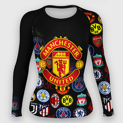 Женский рашгард Манчестер логотипы команд / 3D-принт – фото 1