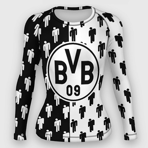 Женский рашгард Borussia черно белые люди / 3D-принт – фото 1