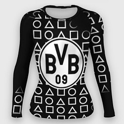 Рашгард женский Borussia геометрия черно белая, цвет: 3D-принт