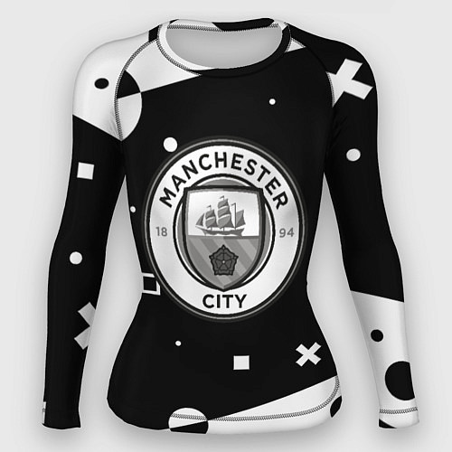 Женский рашгард Манчестер сити геометрия блэк / 3D-принт – фото 1