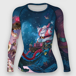 Рашгард женский Санта с динозавром, цвет: 3D-принт