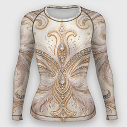 Рашгард женский Перламутровый орнамент с перьями, цвет: 3D-принт