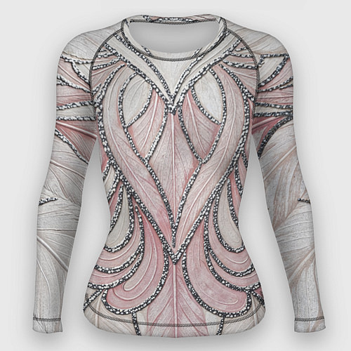 Женский рашгард Нежно розовый орнамент из перьев / 3D-принт – фото 1